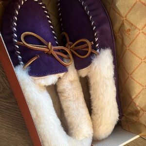 Purple Womens Moccasin Slippers New